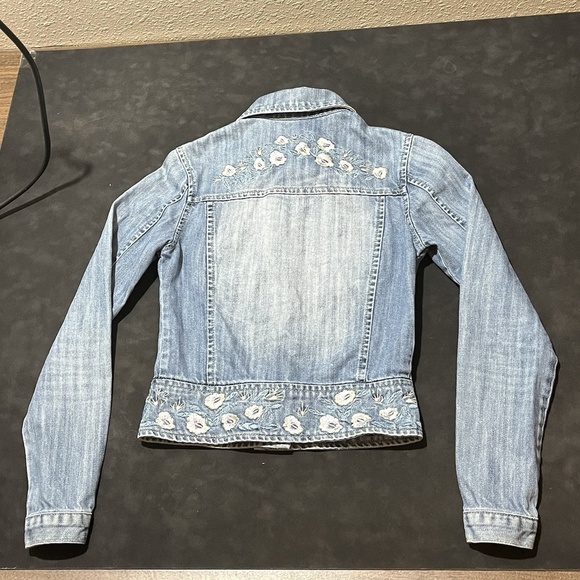 Vintage 90s Y2K Retro Floral Embroidered Button Denim Jacket Fairy Grunge Whimsy - Picture 2 of 10